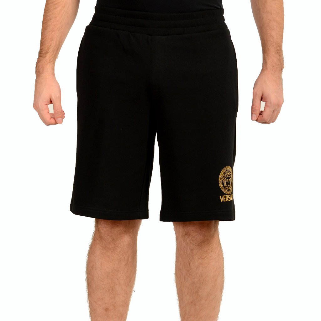Versace Men's Black & Gold Medusa Logo Sweat Shorts Us M It 50